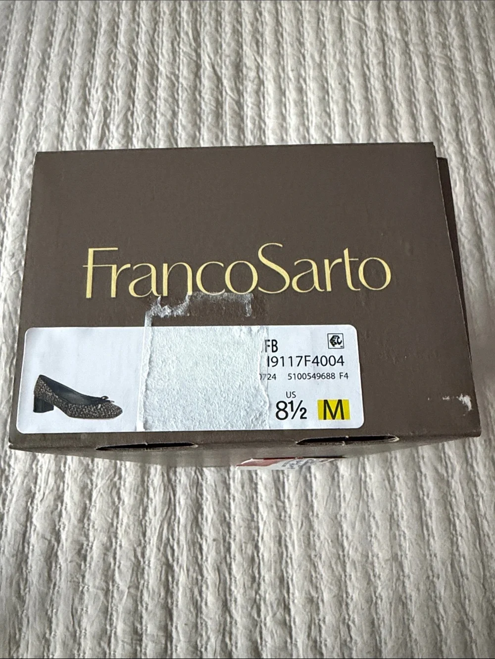 NWOT Franco Sarto Black-Gold-Cream Tweed Bow Ballet Heels 8.5 ❤️ Perfect In Fall